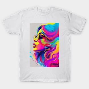 An Illustration of a Woman's Psychedelic Vision - colorful T-Shirt